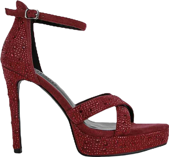 Regalia Womens Rhinestone Embellished Stiletto Sandals