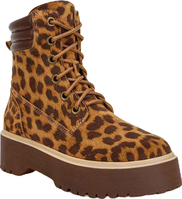 Ujola High Ankle Leopard Print Suede Boots