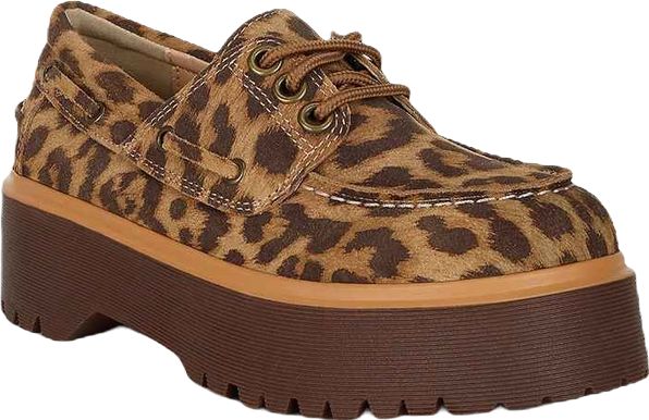 Onglur Leopard Print Suede Oxford Loafers