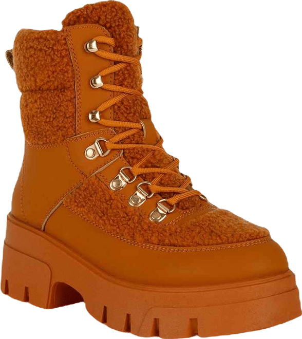Wellerman Faux Fur Detail Chunky Hiker Boots