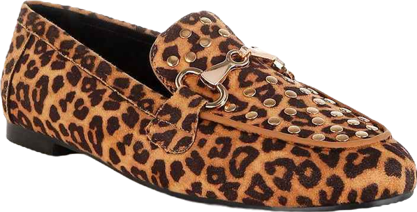 Meopa Horsebit & Studs Metallic Leopard Print Loafers
