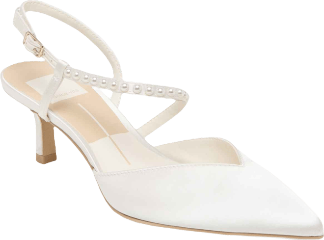 Women's Kamra Pearl Mid Satin Strappy Kitten Heel Pumps