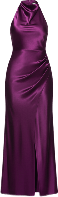 Betsy & Adam Women's Cowl Halter Neck Charmeuse Long Dress - Macy's