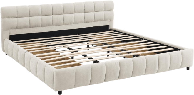 Streamdale California King Upholstered Bed with Storage Drawer