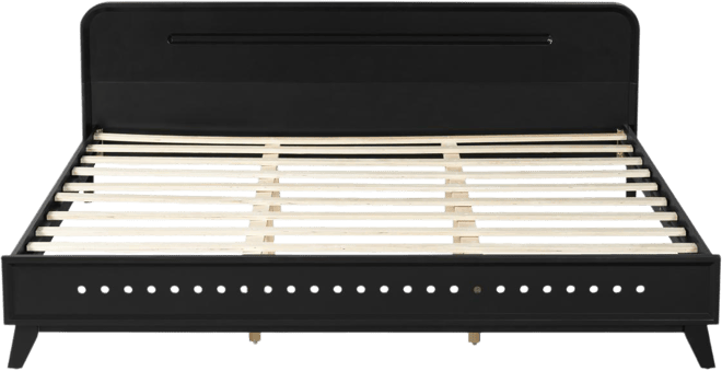 Solid King Size Wood Bed Frame with Elegant Headboard