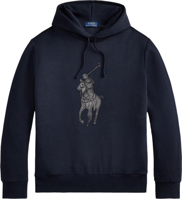 Men's Leather-Pony Double-Knit Hoodie