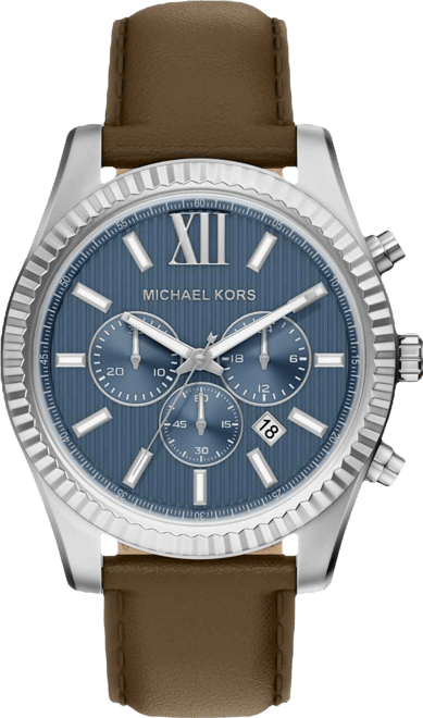 Men's Lexington Chronograph Brown Leather Watch, 45mm