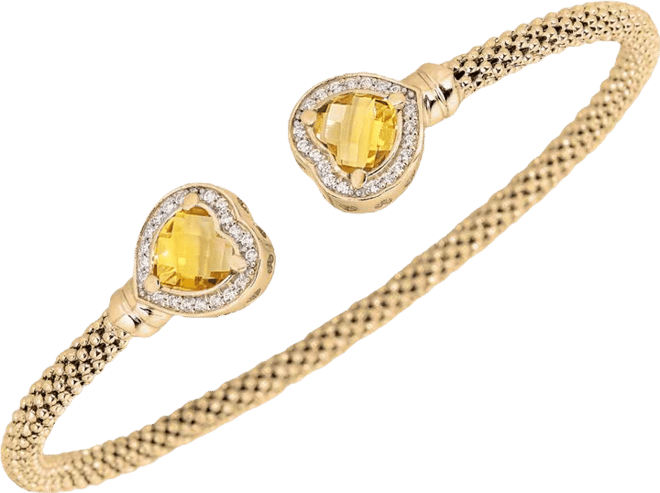 Lapis & White Topaz (1/3 ct. t.w.) Heart Halo Cuff Bracelet in 14k Gold-Plated Sterling Silver (Also available in Onyx, Amethyst, Swiss Blue Topaz or