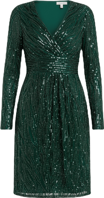 Women's Long Sleeve Embellished Sequin Cocktail Dress