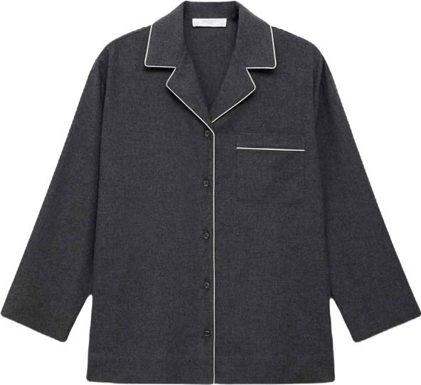 Women's Contrasting Piping Cotton Flannel Shirt