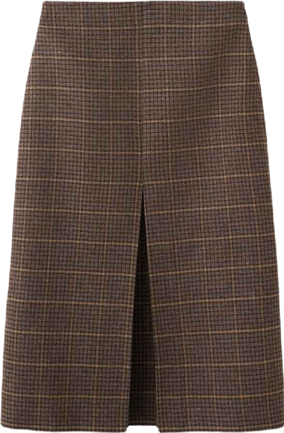 Women's Wool-Blend Check Midi Skirt
