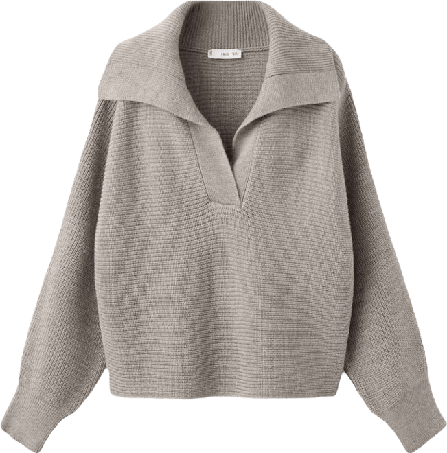 Women's Polo-Neck Ribbed Sweater