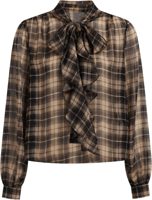 Women's Checked Frill Blouse