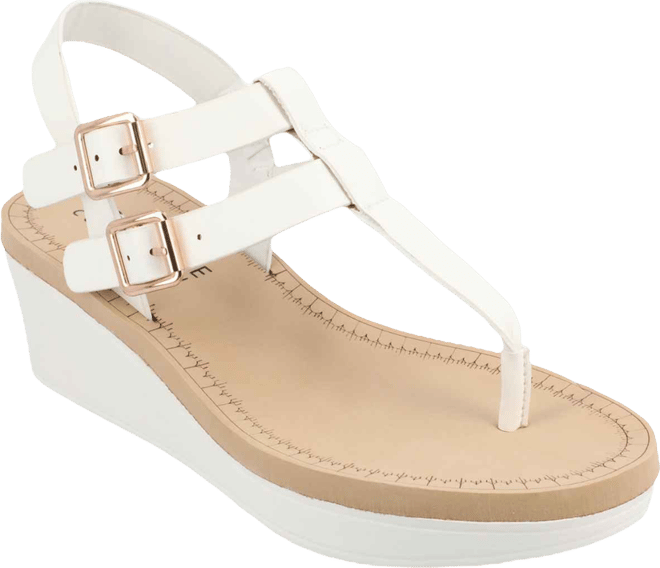 Womens Bianca Medium and Wide Width Comfort System Wedge Heel Buckle Sandals