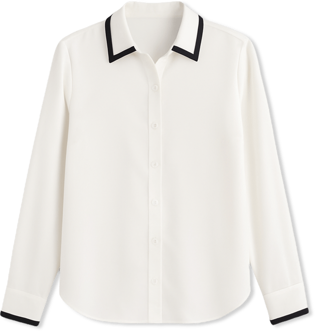 Women's Contrast-Trim Button-Front Blouse