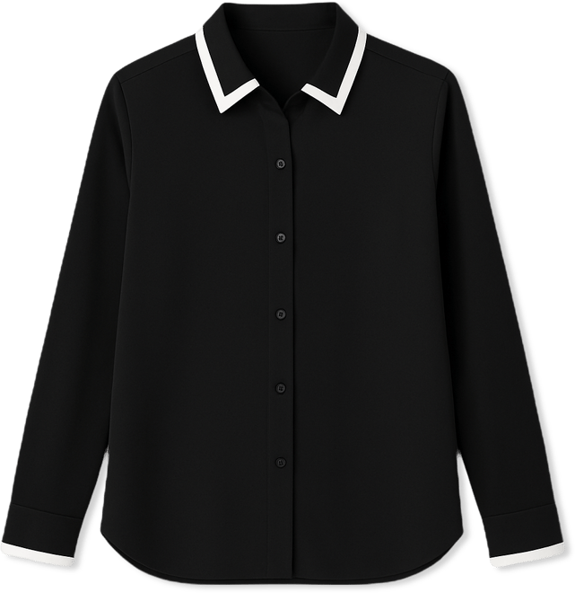 Women's Contrast-Trim Button-Front Blouse