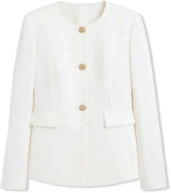 Women's Stretch Crepe Three-Button Seamed-Waist Jacket