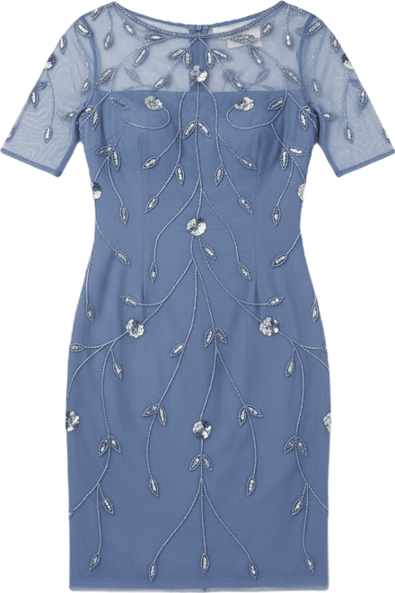 Women's Beaded Boat Neck Sheath Dress