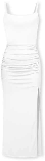 Women's Shapewear Ruched Side Slit Slimming Maxi Slip Dress