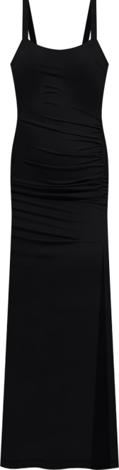 Women's Shapewear Ruched Side Slit Slimming Maxi Slip Dress