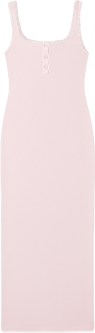 Women's Shapewear Modal Slimming Lace Trim Henley Tank Maxi Dress