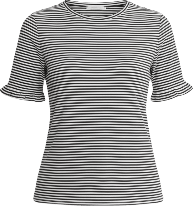 Women's Ruffle Elbow Sleeve Crew Neck Top