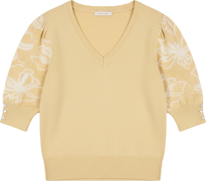 Women's Floral Short-Sleeve Sweater