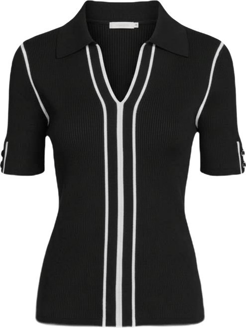 Women's Short-Sleeve Johnny Collar Sweater