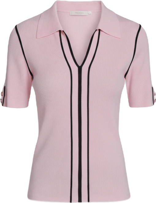 Women's Short-Sleeve Johnny Collar Sweater