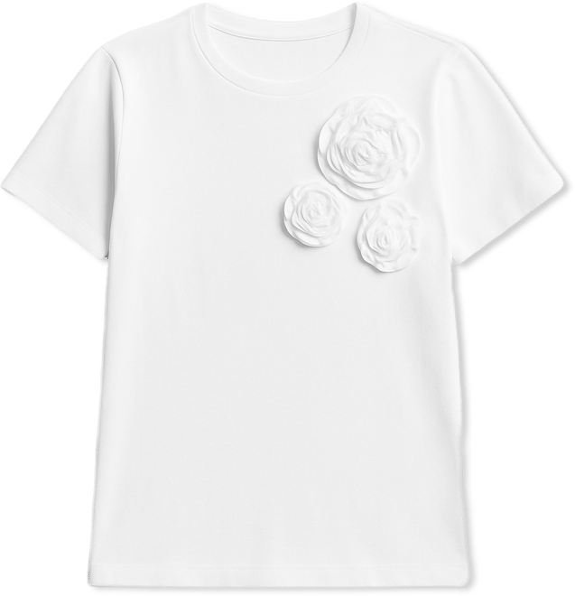 Women's Rose Trim Knit Crewneck Top