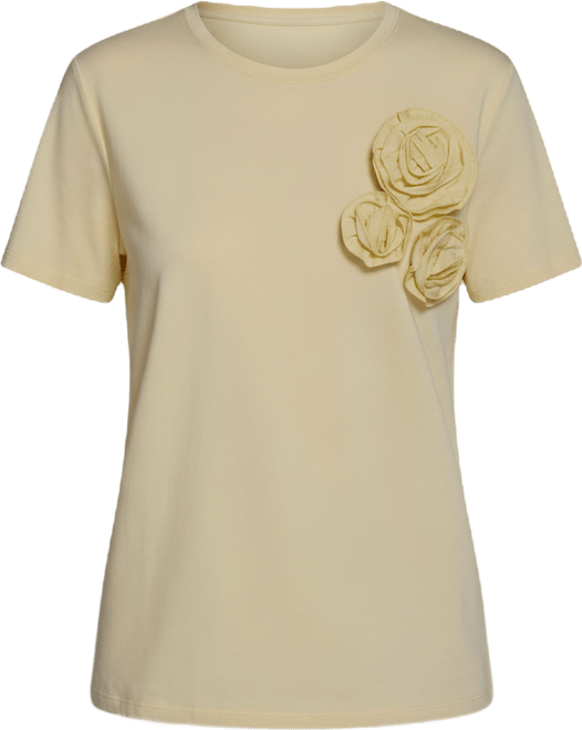 Women's Rose Trim Knit Crewneck Top