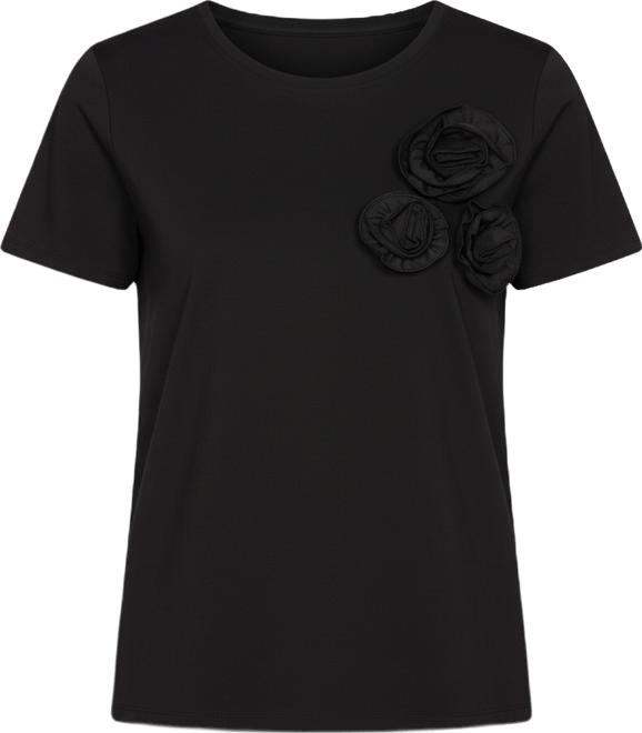 Women's Rose Trim Knit Crewneck Top