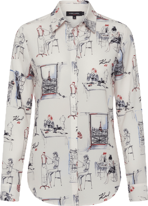 Women's Printed Button-Front Blouse