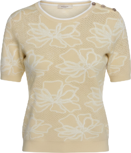 Women's Flower Print Short-Sleeve Sweater