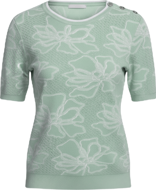 Women's Flower Print Short-Sleeve Sweater