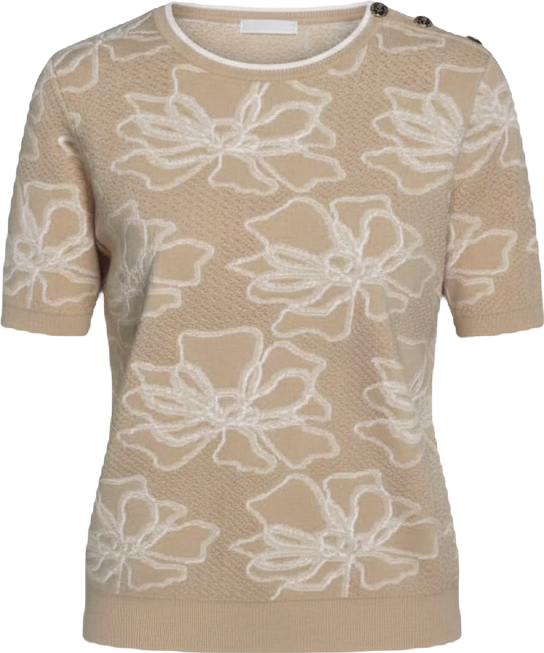 Women's Flower Print Short-Sleeve Sweater