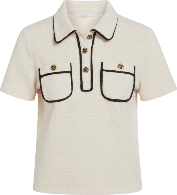 Women's Knit Henley with Framing Collared Top