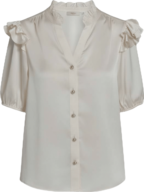 Women's Ruffle Shoulder V-Neck Top