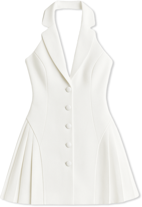 Women's Reyna White Backless Pleated Mini Blazer Dress