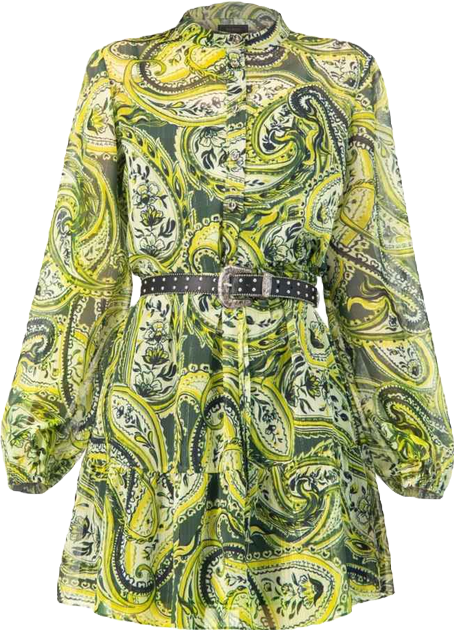 Women's Short Paisley Dress with Long Sleeves