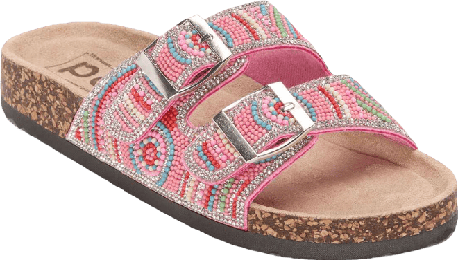 Pop Gemi Womens Adjustable Strap Footbed Sandals, Color: Lt Pink