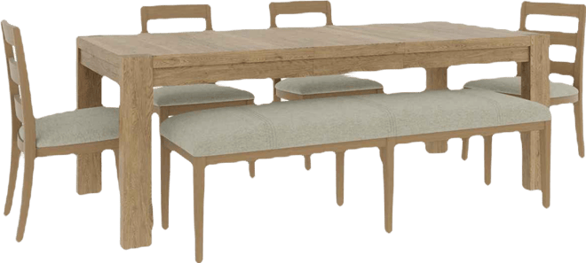 Davie Rectangular 6pc Dining Set (Table, 4 Ladder Side Chairs & Bench)