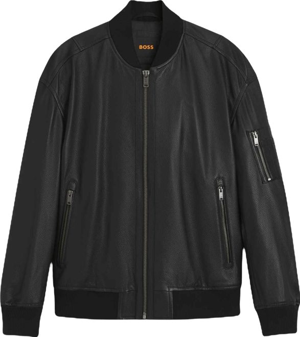 Boss by  Men's Leather Bomber Jacket