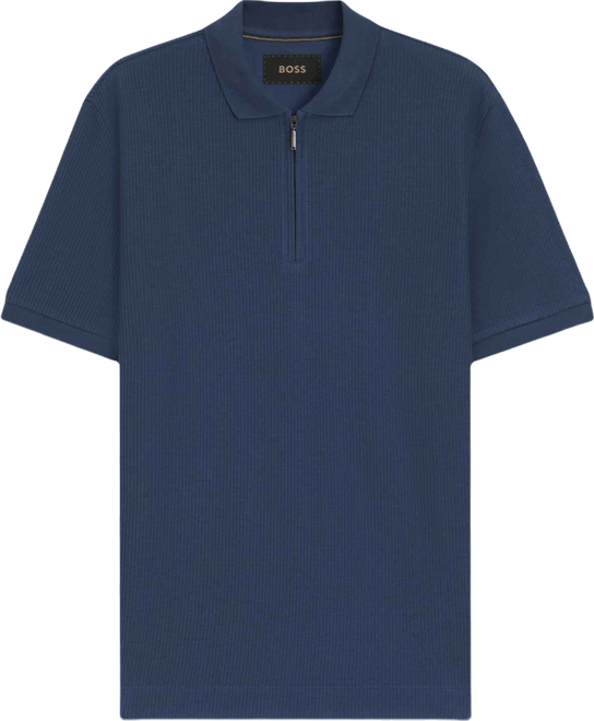 Boss by  Men's Zip Placket Structured-Cotton Polo Shirt