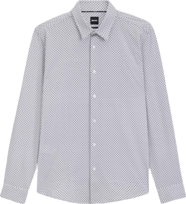 Boss by  Men's Printed Cotton Blend Slim-Fit Dress Shirt
