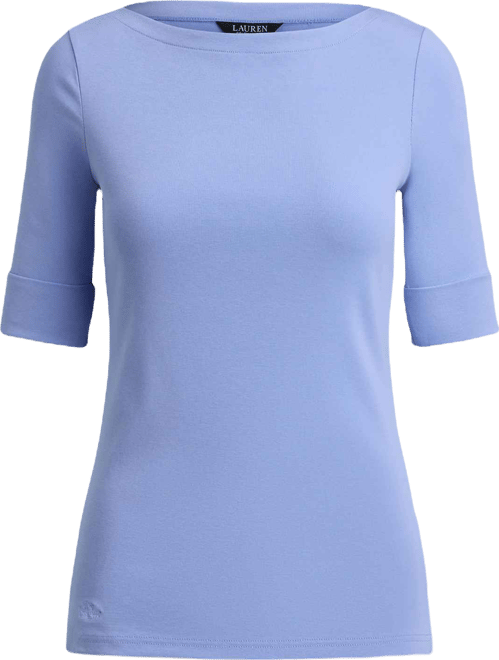 Stretch Cotton Boatneck T-Shirt