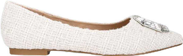 Women's aria embellished jewel buckle tweed ballet flats