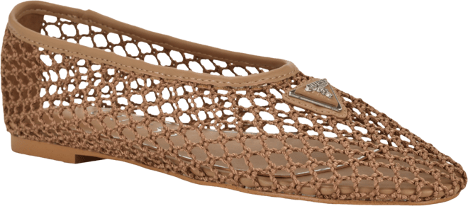 Womens Aylora Triangle Logo Woven Mesh Ballet Flats