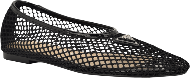 Womens Aylora Triangle Logo Woven Mesh Ballet Flats