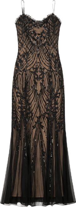 Women's Beaded Long Spaghetti Straps Dress